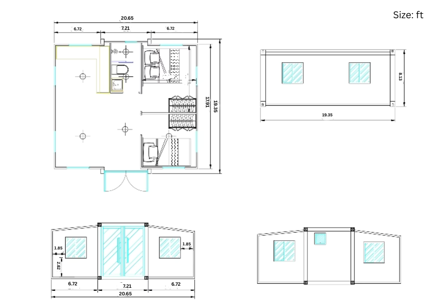 GN-791 Prefab Home With 2 Bedrooms, Kitchen & Bathroom (400 sq ft) - Image 7